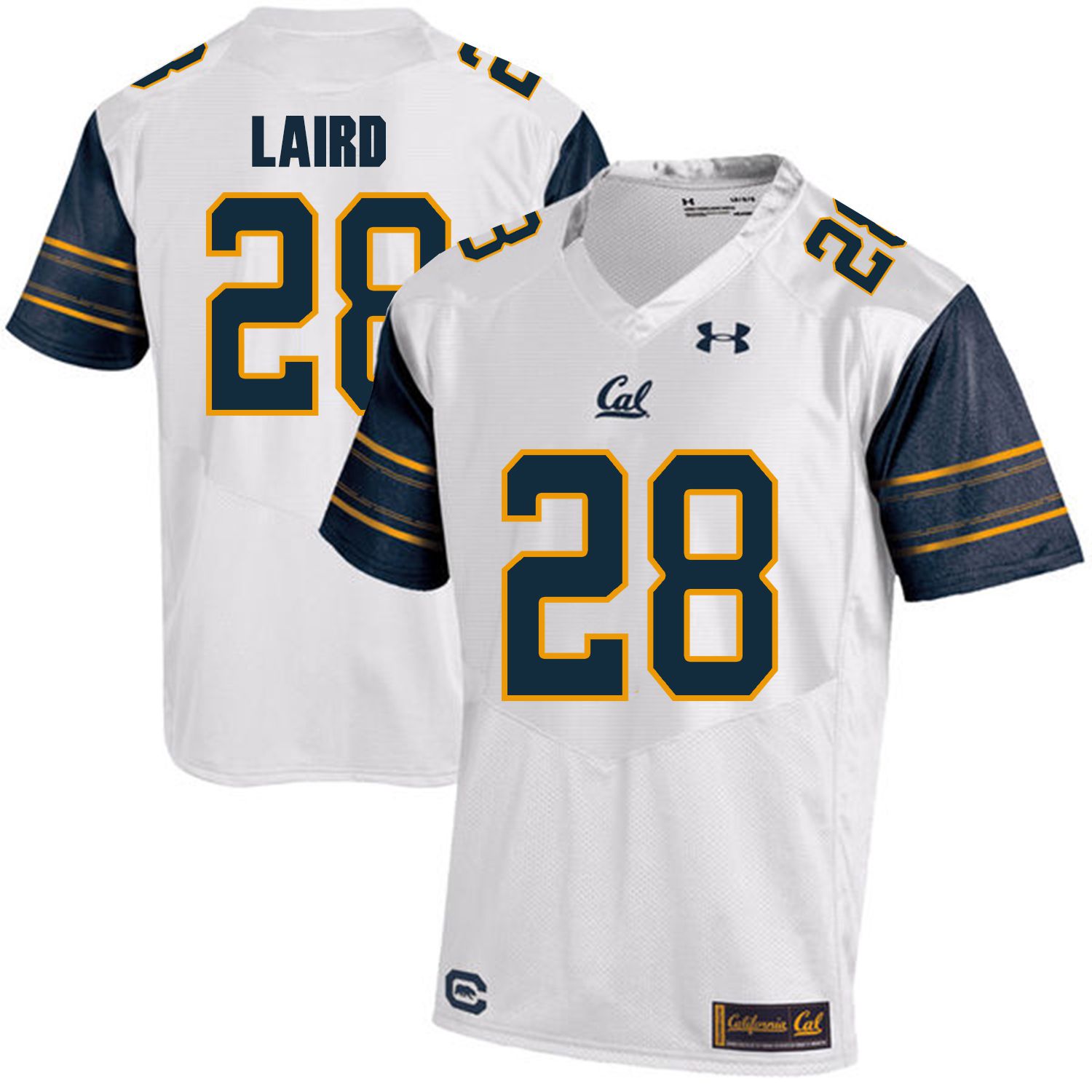 Men California Golden Bears #28 Patrick Laird White Customized NCAA Jerseys1->customized ncaa jersey->Custom Jersey